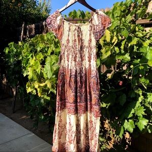 Kindred offshoulder Maxi shirred bodice dress boho